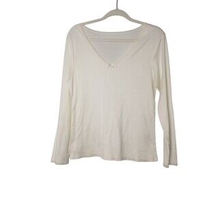 CUDDL DUDS White Long Sleeve Under Shirt Pajama Top Womens Size Large
